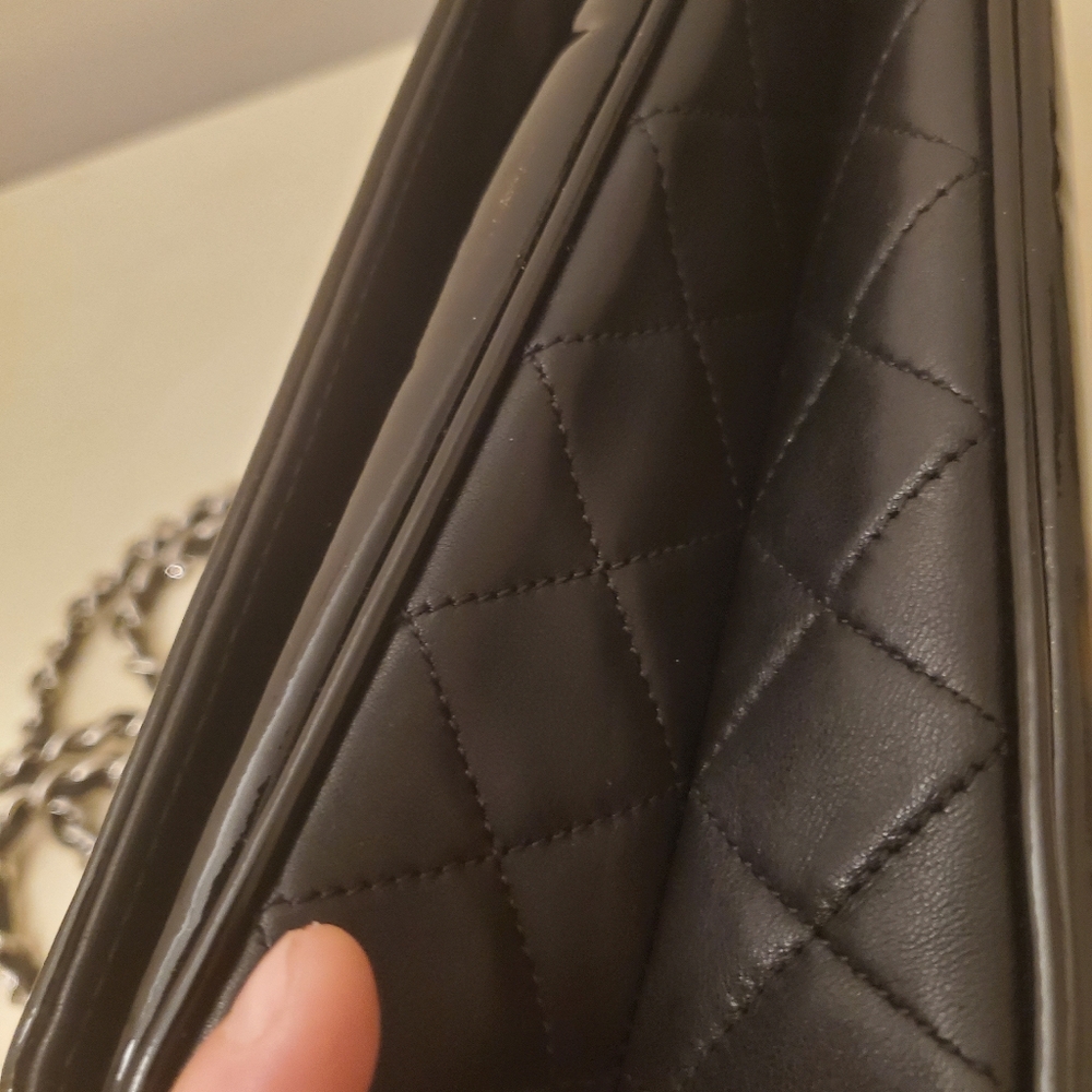 CHANEL PATENT LEATHER PURSE BAG SILVER BLACK 2013 - Picture 8 of 12